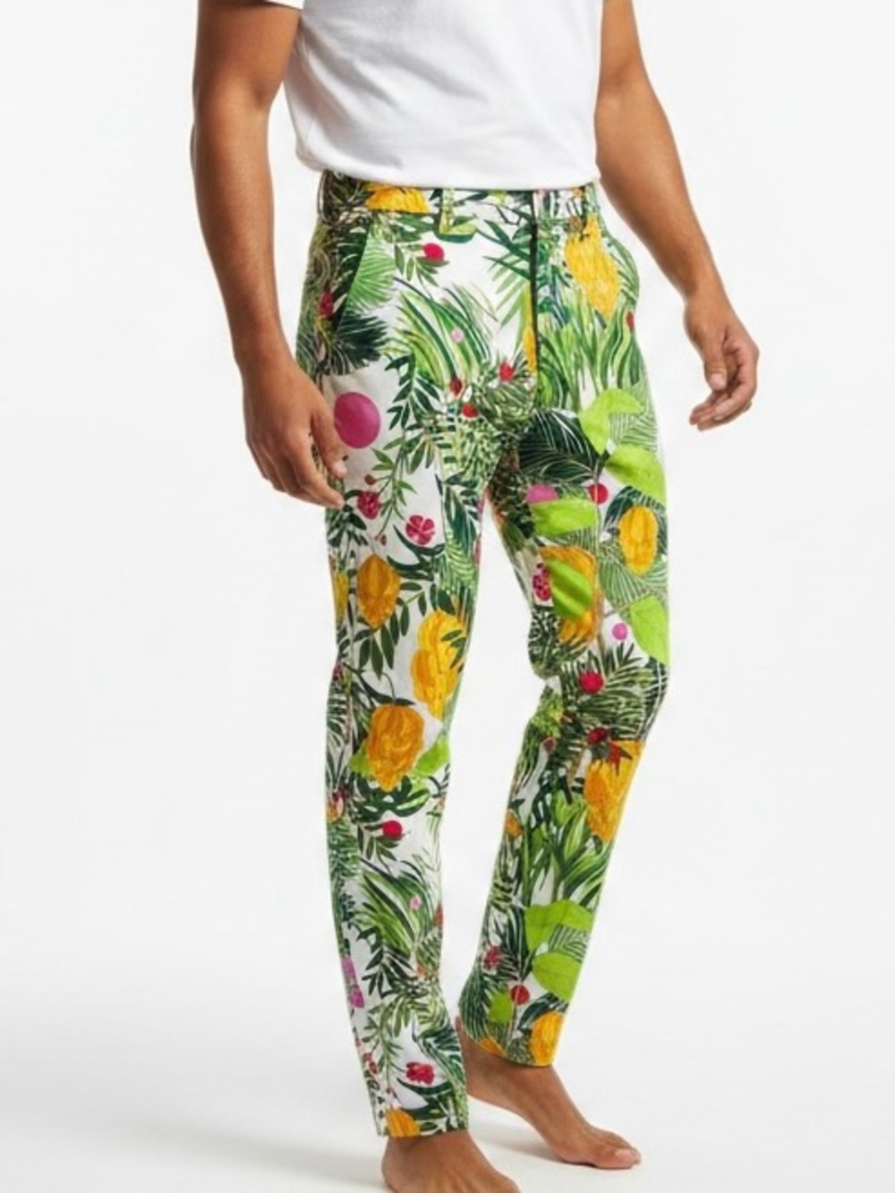Mr Turk Tropical Print Slim Trouser Pants Size 28 Trina Turk Vacation